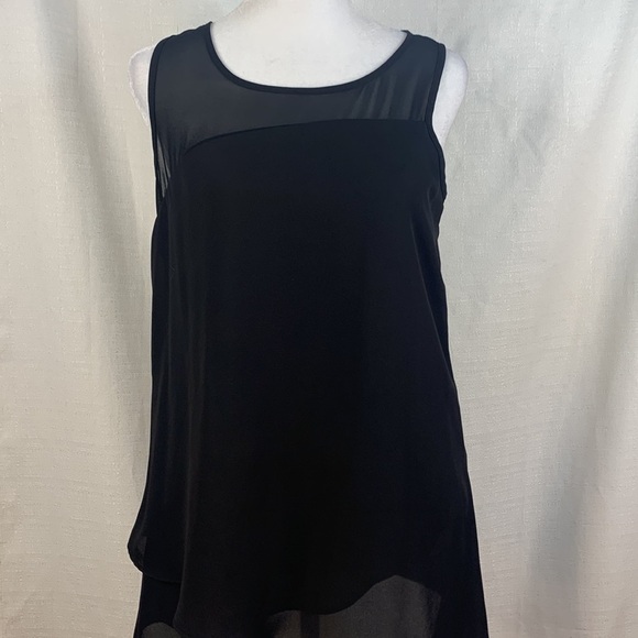 BCX Sheer Overlay Cross Front Sleeveless Tank - Picture 2 of 13